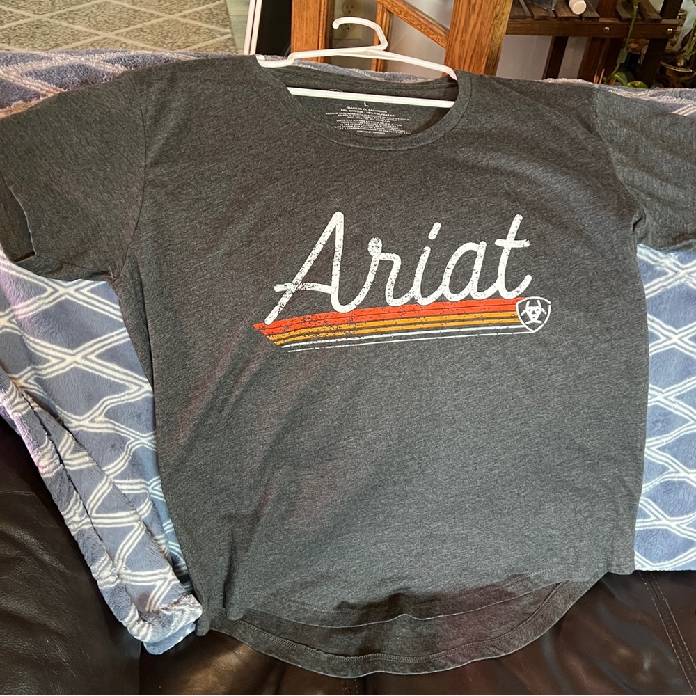 Ariat Gray Short Sleeve Tee with Multicolor Logo